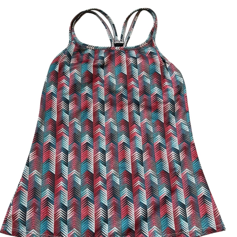 Fabletics Tank Top Red Teal Chevron Strappy Racerback Women Small